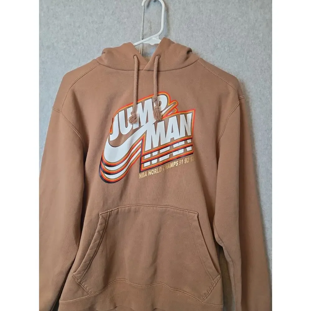 Jordan Jumpman Brown LS Core Fleece Pullover Hoodie Men's Small